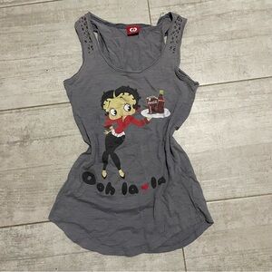 Gray Betty Boop Graphic Tank Top